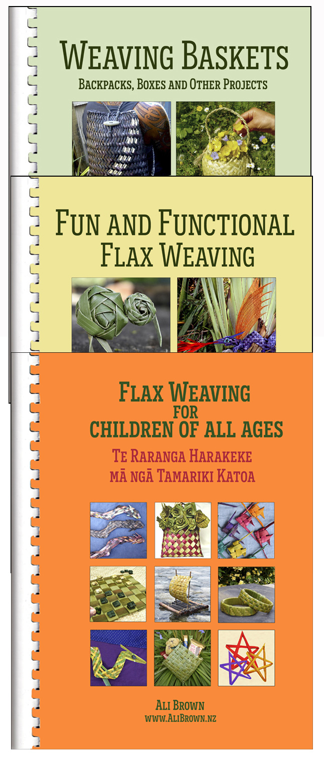 Photo of set of three flax weaving books